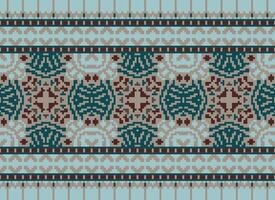 ethnisch geometrisch Stoff Muster Kreuz Stich.ikat Stickerei ethnisch orientalisch Pixel Muster Blau Hintergrund. abstrakt, vektor, illustration. Textur, Kleidung, Rahmen, Dekoration, Motive, Seide Hintergrund. vektor