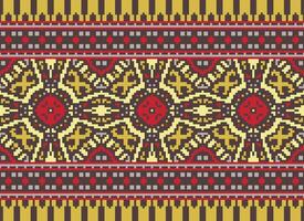 ethnisch geometrisch Stoff Muster Kreuz Stich.ikat Stickerei ethnisch orientalisch Pixel Muster Blau Hintergrund. abstrakt, vektor, illustration. Textur, Kleidung, Rahmen, Dekoration, Motive, Seide Hintergrund. vektor