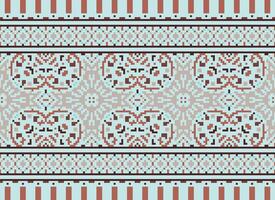 Blume Stickerei auf braun Hintergrund. Ikat und Kreuz Stich geometrisch nahtlos Muster ethnisch orientalisch traditionell. aztekisch Stil Illustration Design zum Teppich, Hintergrund, Kleidung, Verpackung, Batik. vektor