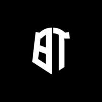 bt monogram brev logotyp band med sköld stil isolerad på svart bakgrund vektor