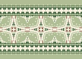 ethnisch geometrisch Stoff Muster Kreuz Stich.ikat Stickerei ethnisch orientalisch Pixel Muster Blau Hintergrund. abstrakt, vektor, illustration. Textur, Kleidung, Rahmen, Dekoration, Motive, Seide Hintergrund. vektor