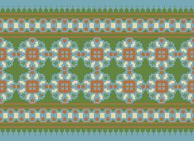 ethnisch geometrisch Stoff Muster Kreuz Stich.ikat Stickerei ethnisch orientalisch Pixel Muster Blau Hintergrund. abstrakt, vektor, illustration. Textur, Kleidung, Rahmen, Dekoration, Motive, Seide Hintergrund. vektor