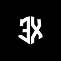ex monogram brev logotyp band med sköld stil isolerad på svart bakgrund vektor