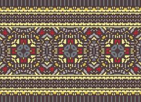 Pixel ethnisch Muster Vektor Hintergrund. nahtlos Muster traditionell, Design zum Hintergrund, Hintergrund, Batik, Stoff, Teppich, Kleidung, Verpackung, und textil.ethnisch Muster Vektor Illustration.