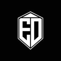 ed-Logo-Monogramm mit Emblemform-Kombinationstringle auf der oberen Designvorlage vektor