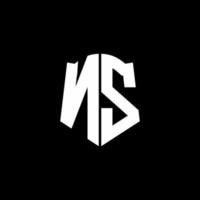 ns-Monogramm-Buchstaben-Logo-Band mit Schild-Stil auf schwarzem Hintergrund isoliert vektor