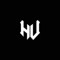 hu-Logo-Monogramm mit Schildform-Designvorlage vektor