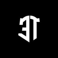 et monogram brev logotyp band med sköld stil isolerad på svart bakgrund vektor