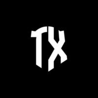 tx monogram brev logotyp band med sköld stil isolerad på svart bakgrund vektor