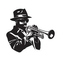 trumpet spelare silhuett stock illustrationer, vektor