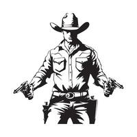 Cowboy im Aktion zwei Pistolen Vektor Bild