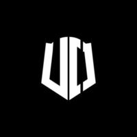 uo monogram brev logotyp band med sköld stil isolerad på svart bakgrund vektor