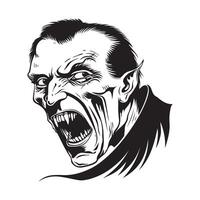 dracula vampyr huvud vektor illustration isolerat på vit