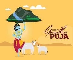 govardhan puja kreativ baner vektor illustration.