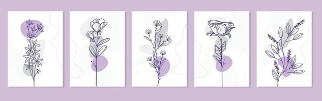 vild blommor vektor samling. örter, örtartad blommande växter, blomning blommor, subbuskar isolerat på vit bakgrund. hand dragen detaljerad botanisk vektor illustration.