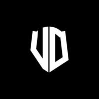 Vd-Monogramm-Buchstaben-Logo-Band mit Schild-Stil auf schwarzem Hintergrund isoliert vektor