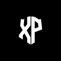 xp monogram brev logotyp band med sköld stil isolerad på svart bakgrund vektor