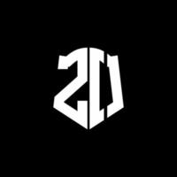 Zo-Monogramm-Buchstaben-Logo-Band mit Schild-Stil auf schwarzem Hintergrund isoliert vektor