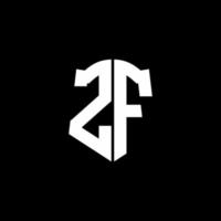 zf monogram brev logotyp band med sköld stil isolerad på svart bakgrund vektor