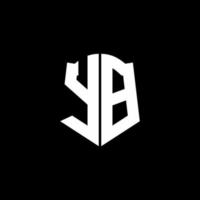 yb monogram brev logotyp band med sköld stil isolerad på svart bakgrund vektor