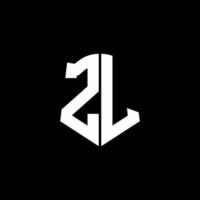 zl monogram brev logotyp band med sköld stil isolerad på svart bakgrund vektor