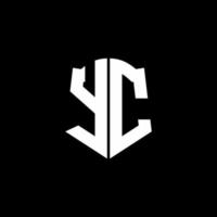yc monogram brev logotyp band med sköld stil isolerad på svart bakgrund vektor