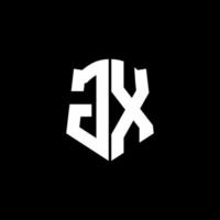 gx-Monogramm-Buchstaben-Logo-Band mit Schild-Stil auf schwarzem Hintergrund isoliert vektor