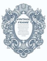 Jahrgang Rand Rahmen Gravur mit Antiquität Ornament Muster - - Vektor Design