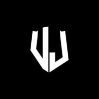vj-Monogramm-Buchstaben-Logo-Band mit Schild-Stil auf schwarzem Hintergrund isoliert vektor
