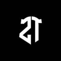 zt-Monogramm-Buchstaben-Logo-Band mit Schild-Stil auf schwarzem Hintergrund isoliert vektor