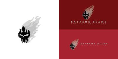 einfach Mitesser Schädel mit Weiß Flamme Logo Illustration isoliert auf mehrere Hintergrund Farben. das Logo ist geeignet zum kreativ Branchen, Multimedia, Unterhaltung, und Geschäft Logo Design Vorlage vektor