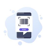 Barcode Scannen Anwendung, Vektor Symbol mit ein Clever Telefon