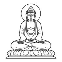 heiter Buddha Statue Gliederung Symbol im Vektor Format zum spirituell Entwürfe.
