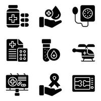 medizinische Glyphensymbole gesetzt vektor