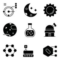 science fiction glyf ikoner set vektor