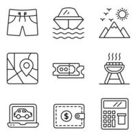 Urlaubslinie Icons Set vektor