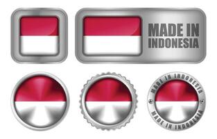 tillverkad i indonesien täta bricka eller klistermärke design illustration vektor