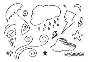 Wetter Gekritzel Vektor einstellen isoliert auf ein Weiß Hintergrund. Hand gezeichnet Vektor Illustration.