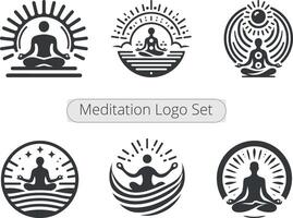 ai generiert einstellen von Symbole zum Yoga und Meditation, Yoga und Meditation Logo Vektor Symbol Silhouette Clip Art