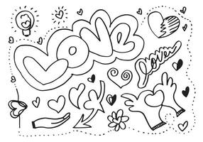 Satz von Liebe. Handzeichnung. Doodle-Stil. für Ihre Gestaltung. vektor