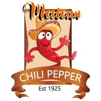 mexikansk chili peppar retro maskot vektor