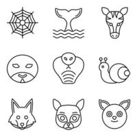 Tiere Linie Icons Set vektor