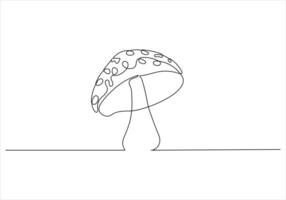 kontinuierlich einer Linie Zeichnung von Pilz aus Linie Vektor Kunst Illustration