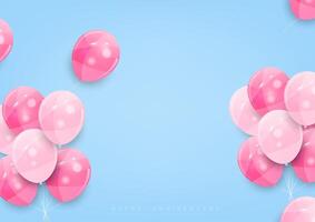 rosa helium ballong på blå bakgrund vektor