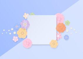 bunt Papier Blumen und Weiß Banner vektor