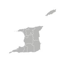 Vektor isoliert Illustration von vereinfacht administrative Karte von Trinidad und Tobago. Grenzen von das Provinzen, Regionen. grau Silhouetten. Weiß Gliederung
