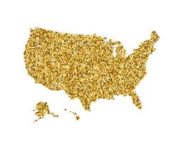 vektor isolerat illustration med förenklad USA Karta. dekorerad förbi skinande guld glitter textur. jul och ny år högtider dekoration för hälsning kort.