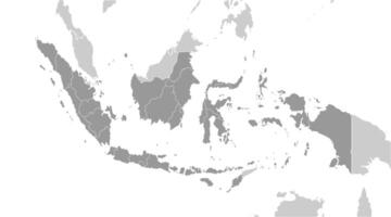 vektor modern illustration. förenklad grå geografisk Karta av indonesien och angränsande länder malaysia, brunei och etc. vit bakgrund. gräns av indonesiska provinser