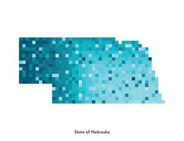 Vektor isoliert geometrisch Illustration mit eisig Blau Bereich von USA, Zustand von Nebraska Karte. Pixel Kunst Stil zum nft Vorlage. einfach bunt Logo mit Gradient Textur