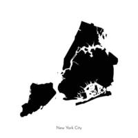 Vektor isoliert Illustration mit vereinfacht geometrisch gestalten von Neu York Stadt Karte, Stadt im das vereinigt Zustände. schwarz Silhouette von das groß Apfel nyc. Weiß Hintergrund